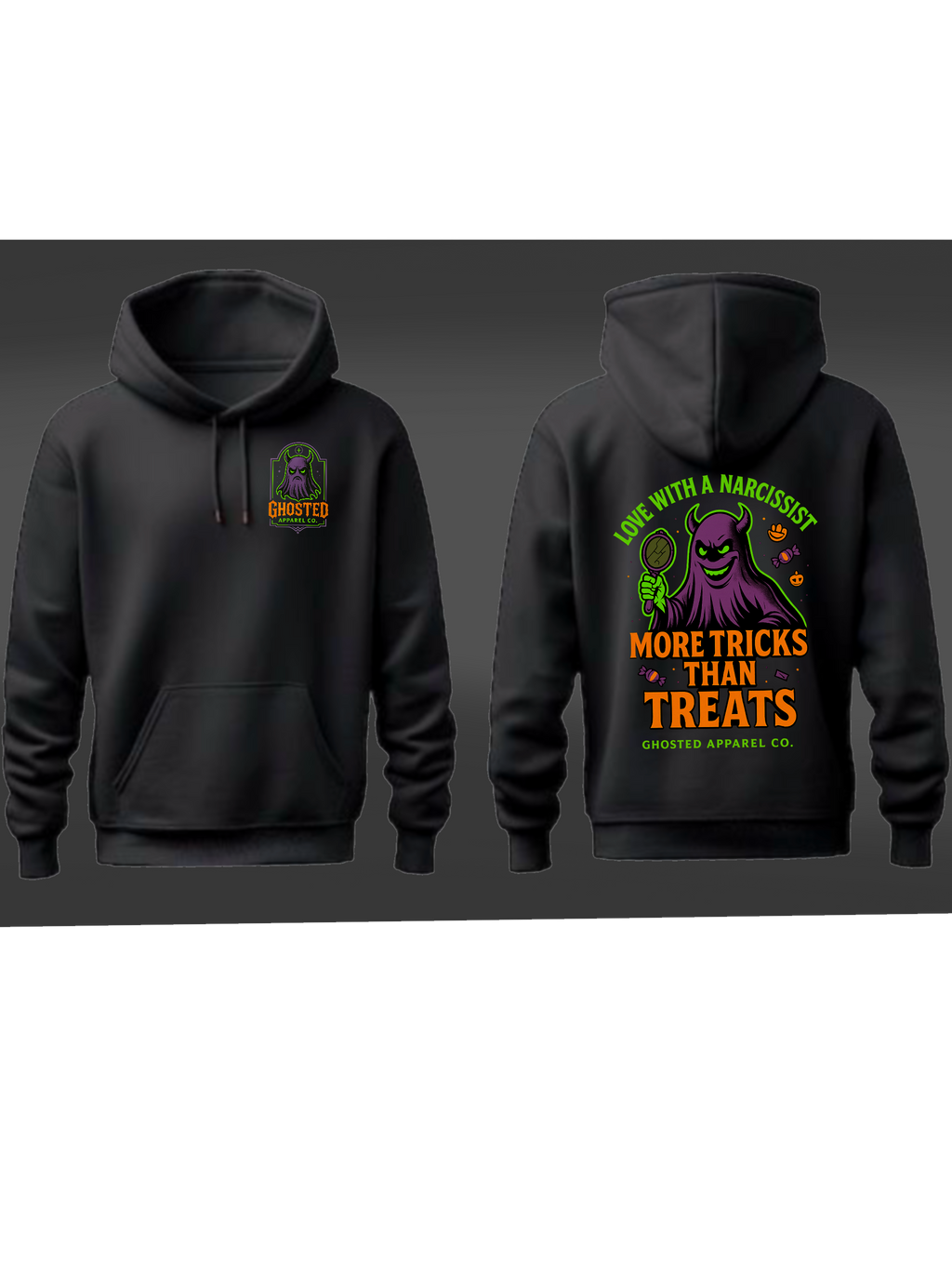 Love with a Narcissist Hoodie – More Tricks Than Treats | Ghosted Apparel Co. Halloween Streetwear